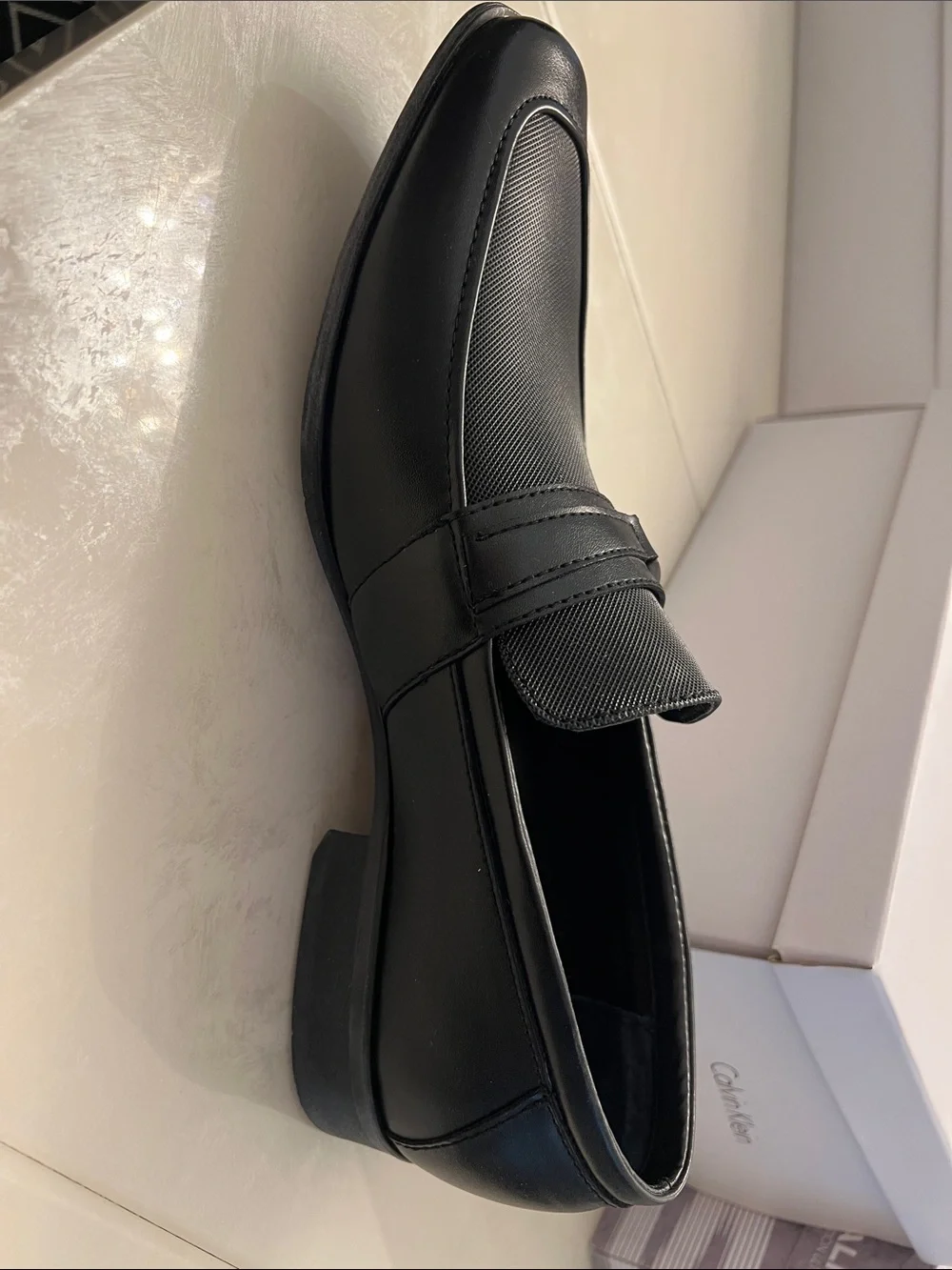 Calvin Klein Black Bartley diamond leather Loafer with Logo Trim